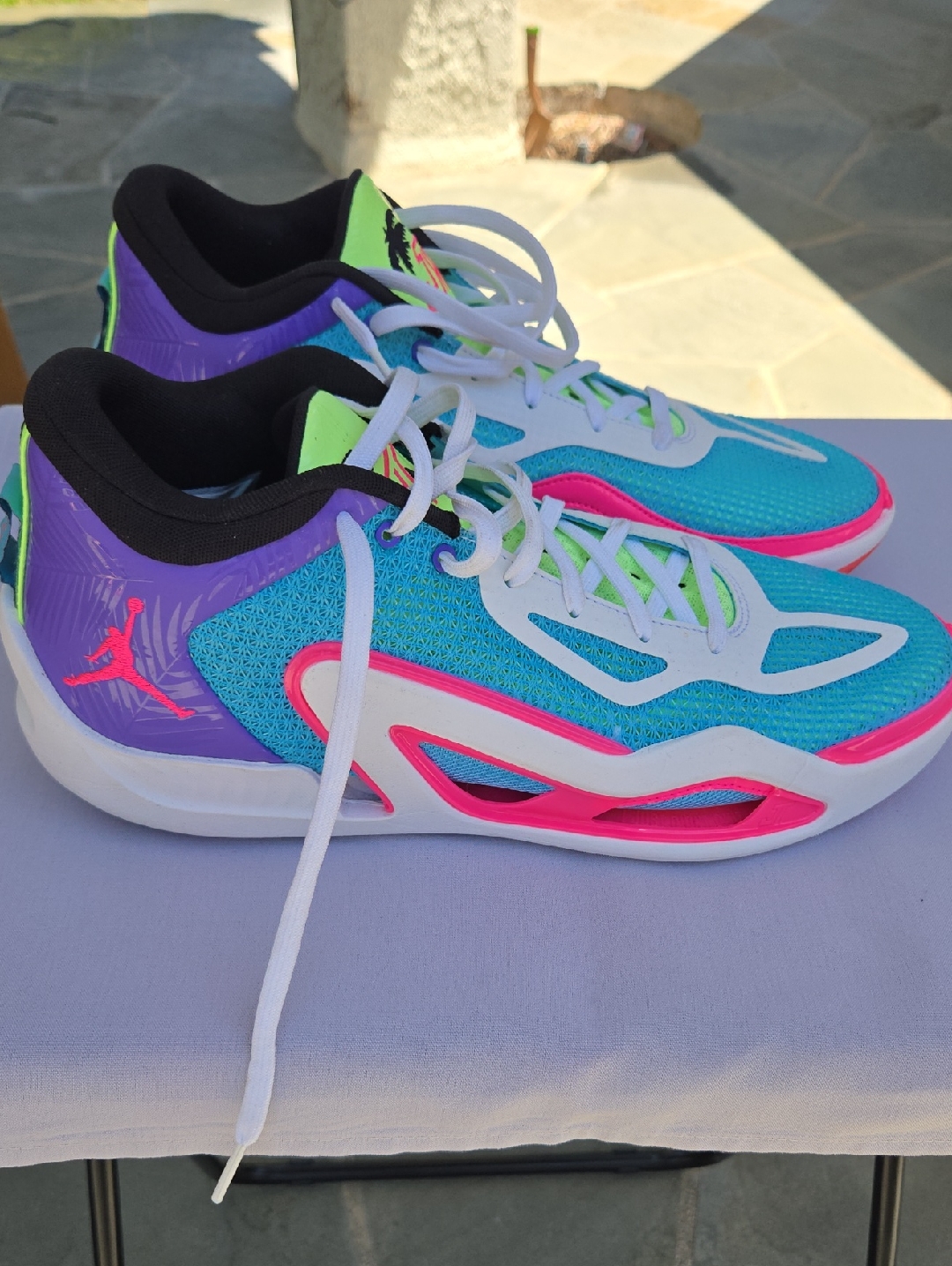 Jordan Low Top Sneakers - Teal, Purple & Hot Pink